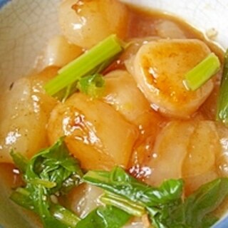 生芋こんにゃくと菜っ葉の生姜醤油ソテー